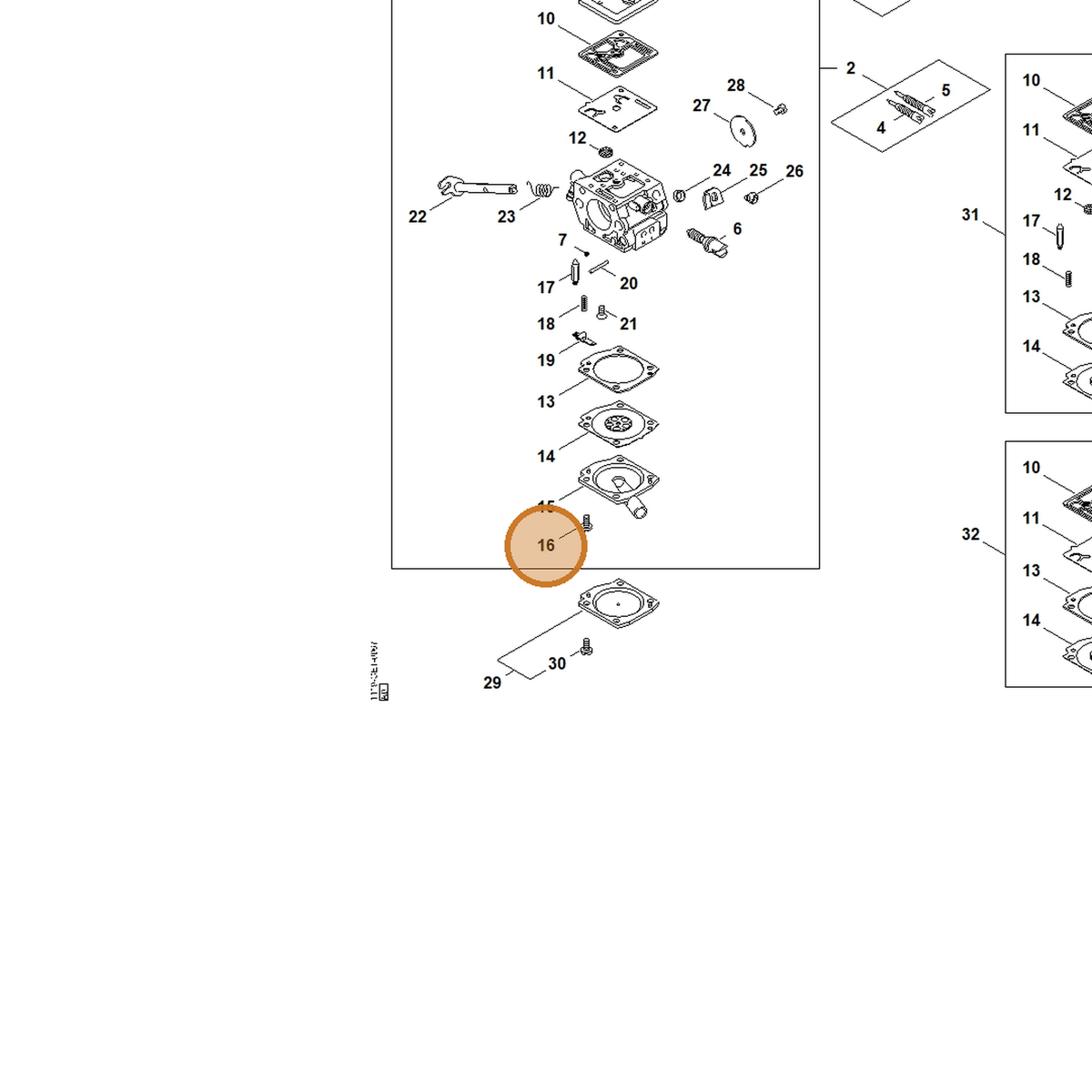 STIHL part 1120-122-6601 — IPL diagram snippet (6x zoom, amber highlight)