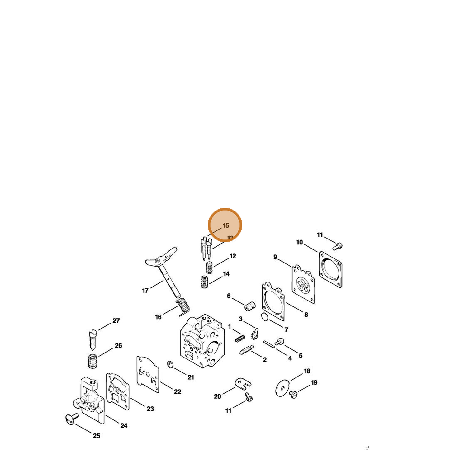 STIHL part 1120-122-6705 — IPL diagram snippet (6x zoom, amber highlight)