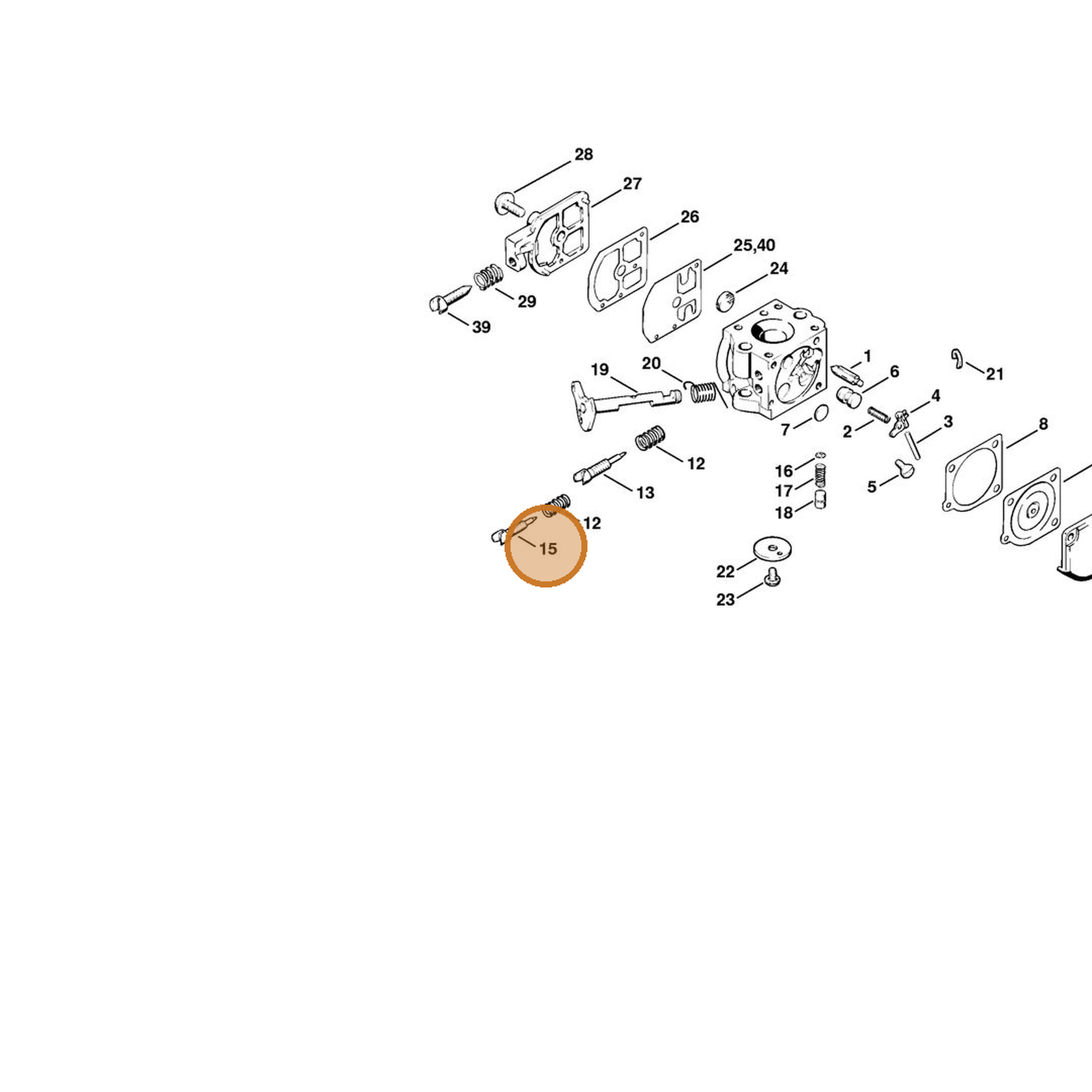 STIHL part 1120-122-6801 — IPL diagram snippet (6x zoom, amber highlight)