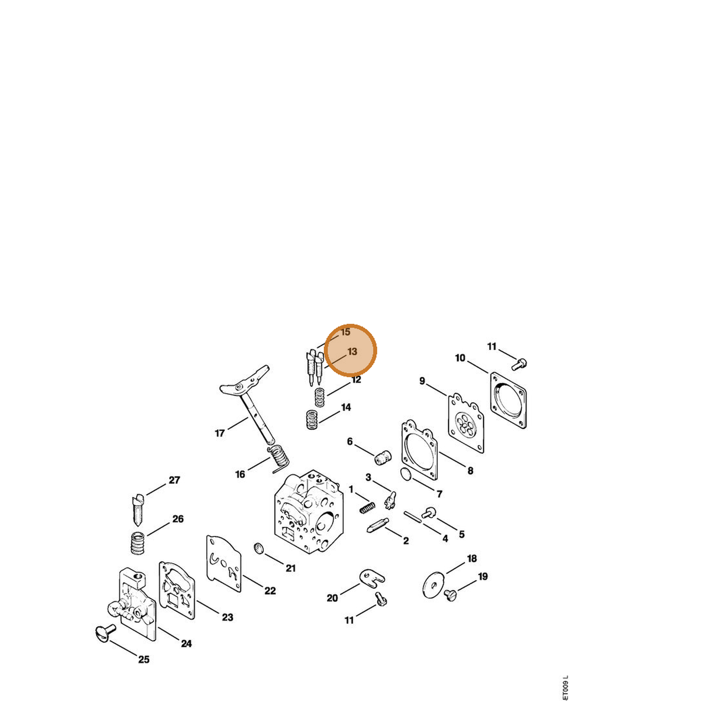 STIHL part 1120-122-6805 — IPL diagram snippet (6x zoom, amber highlight)