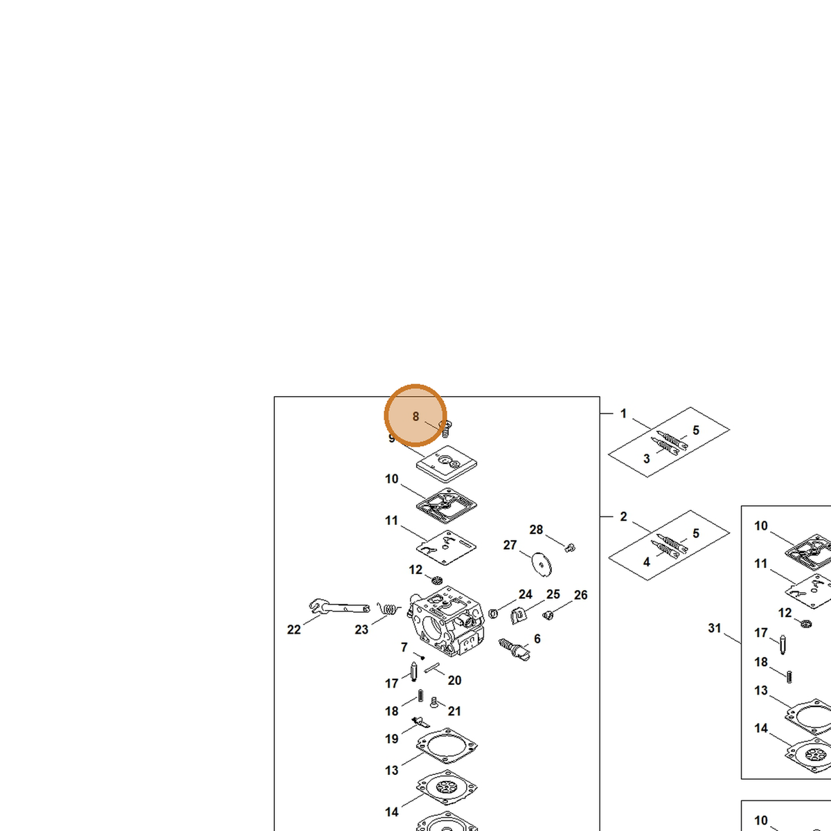 STIHL part 1120-122-7800 — IPL diagram snippet (6x zoom, amber highlight)