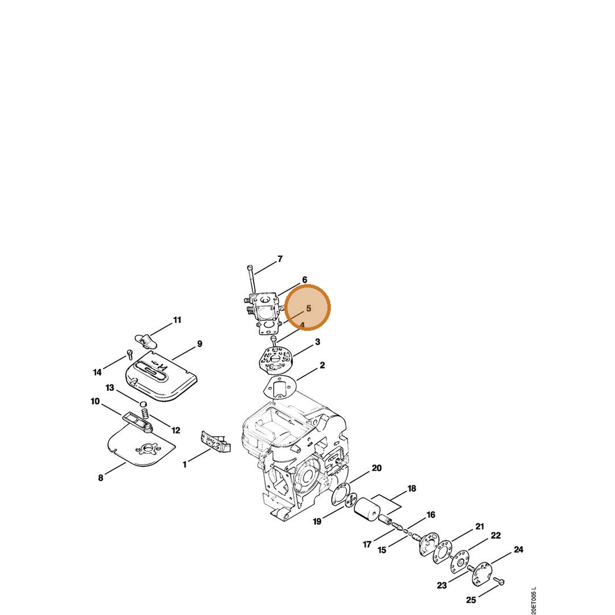 STIHL part 1120-129-0500 — IPL diagram snippet (6x zoom, amber highlight)