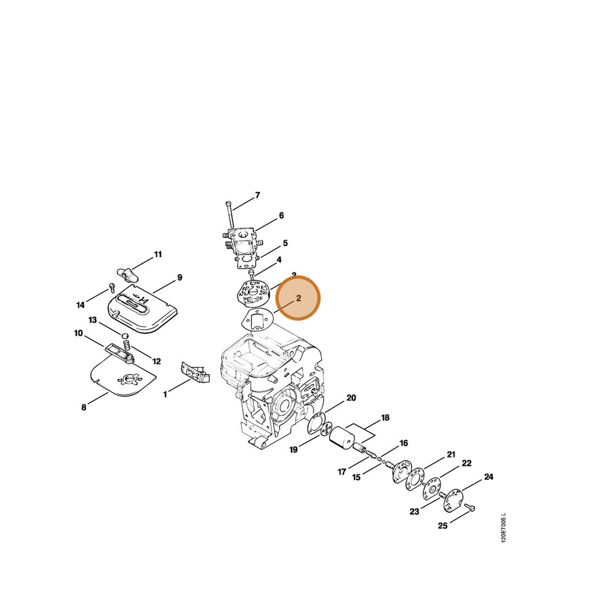STIHL part 1120-129-0506 — IPL diagram snippet (6x zoom, amber highlight)