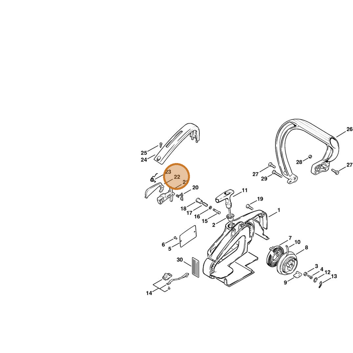STIHL part 1120-182-0805 — IPL diagram snippet (6x zoom, amber highlight)
