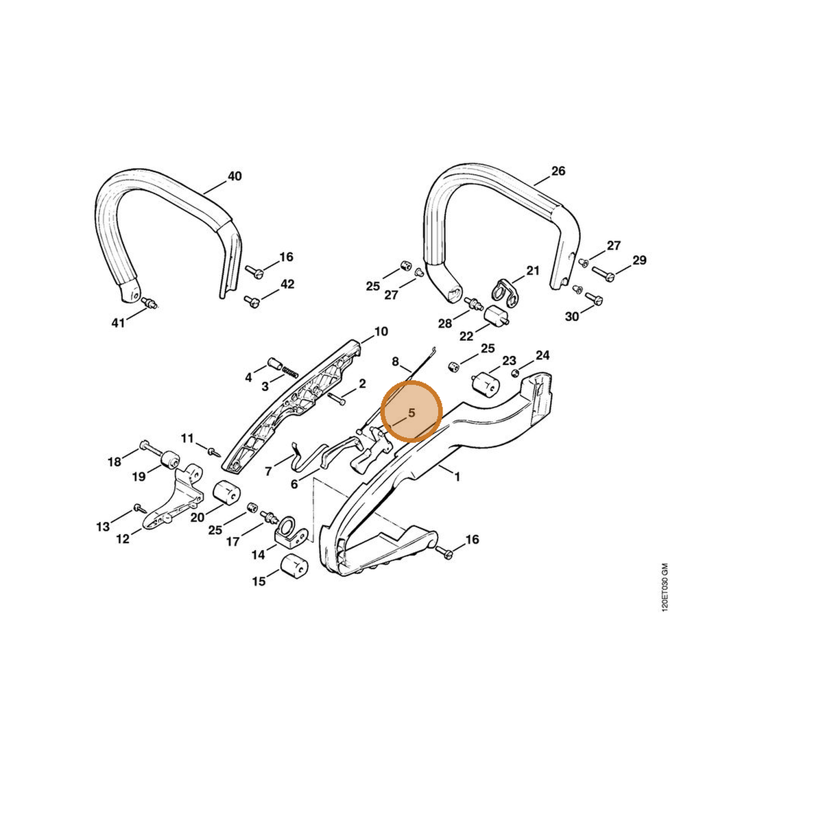 STIHL part 1120-182-1000 — IPL diagram snippet (6x zoom, amber highlight)