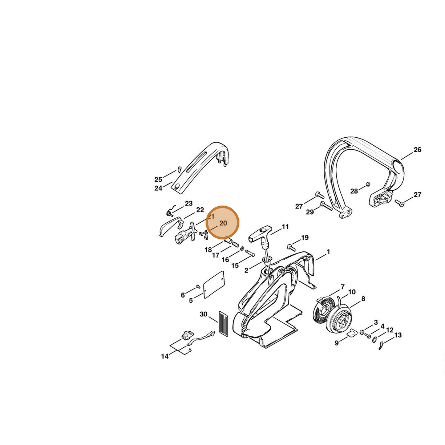 STIHL part 1120-182-1505 — IPL diagram snippet (6x zoom, amber highlight)