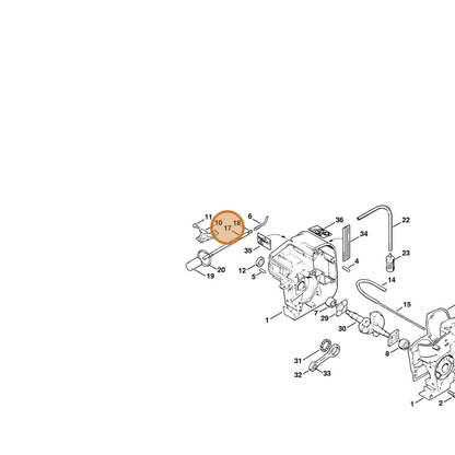 STIHL part 1120-350-3600 — IPL diagram snippet (6x zoom, amber highlight)