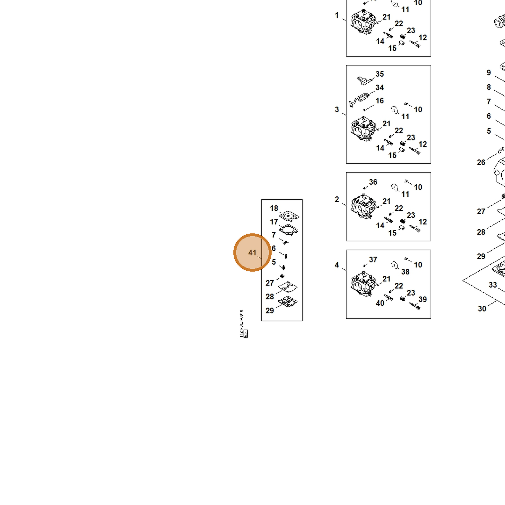 STIHL part 1121-007-1063 — IPL diagram snippet (6x zoom, amber highlight)