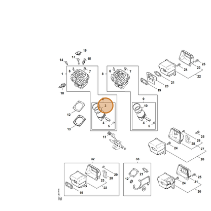 STIHL part 1121-034-3002 — IPL diagram snippet (6x zoom, amber highlight)