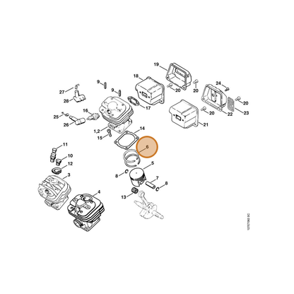 STIHL part 1121-034-3005 — IPL diagram snippet (6x zoom, amber highlight)