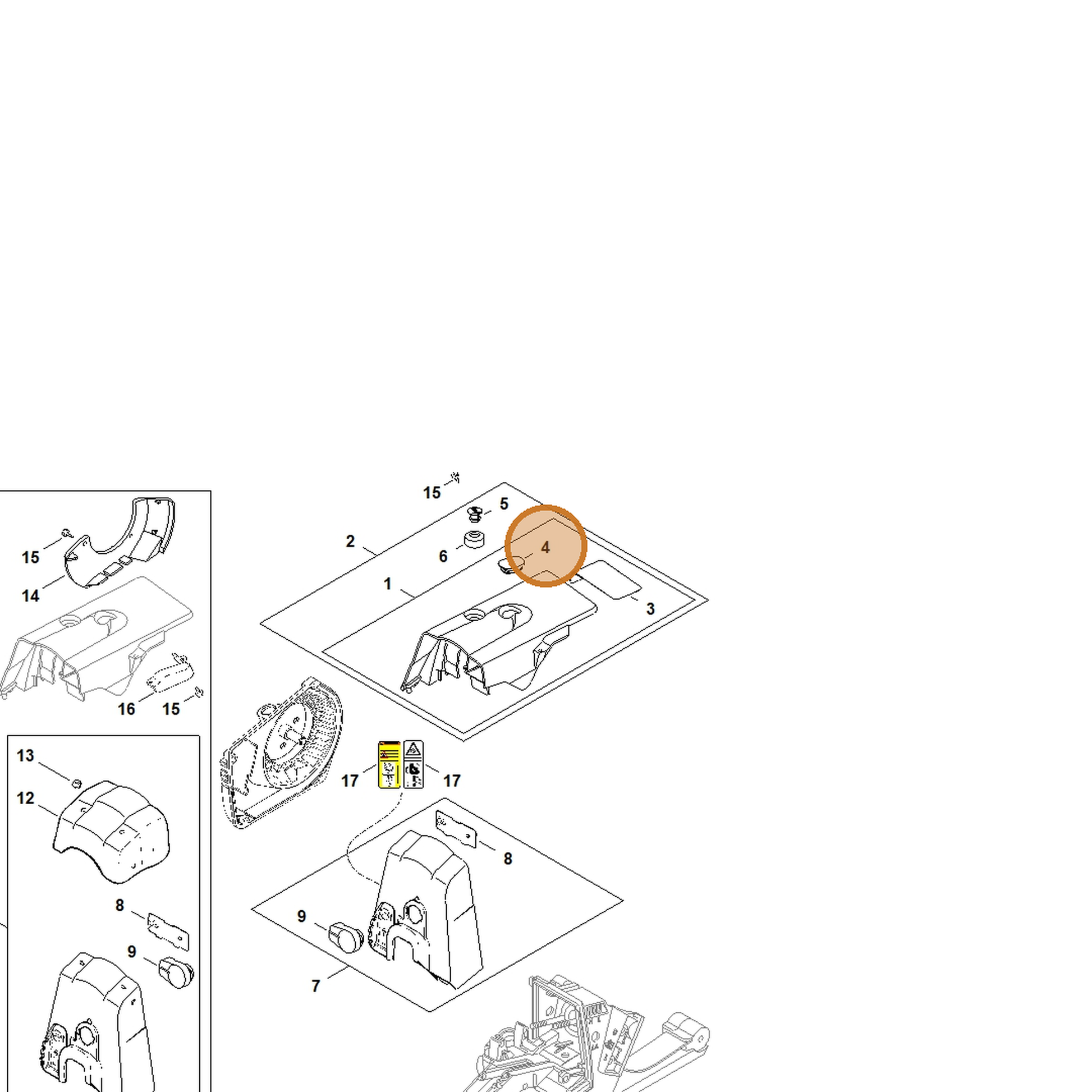 STIHL part 1121-084-7101 — IPL diagram snippet (6x zoom, amber highlight)