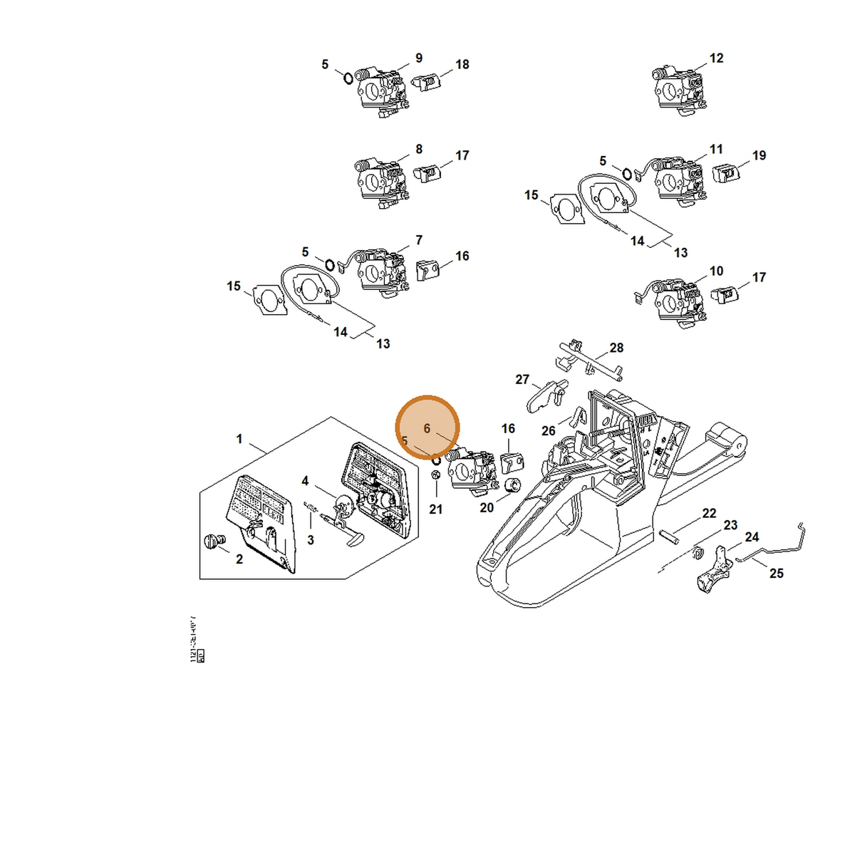 STIHL part 1121-120-0602 — IPL diagram snippet (6x zoom, amber highlight)