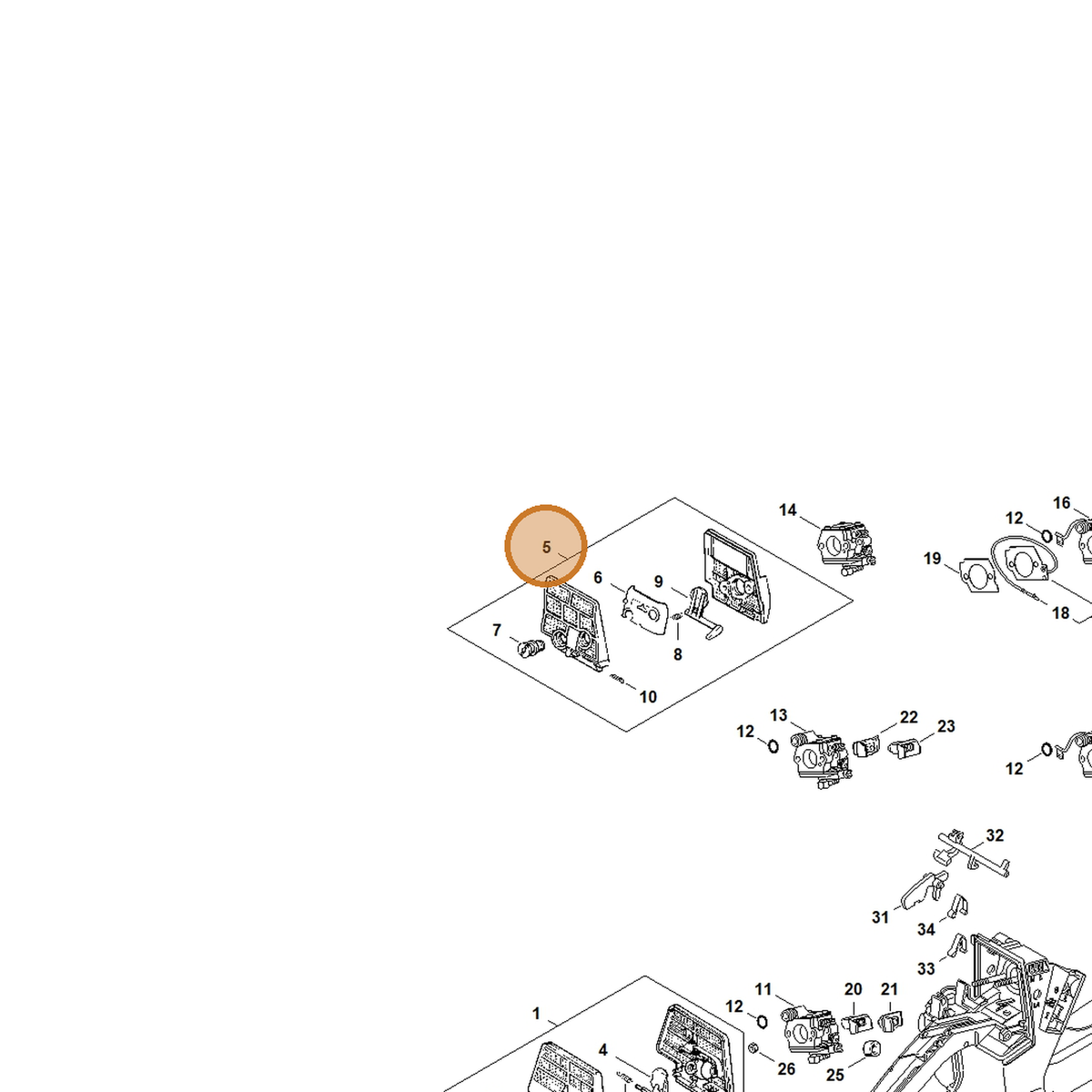 STIHL part 1121-120-1612 — IPL diagram snippet (6x zoom, amber highlight)