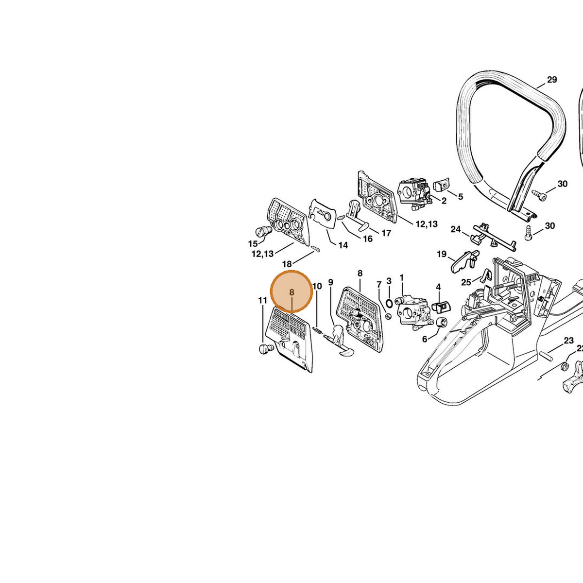 STIHL part 1121-120-1617 — IPL diagram snippet (6x zoom, amber highlight)