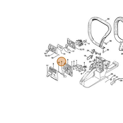 STIHL part 1121-120-2900 — IPL diagram snippet (6x zoom, amber highlight)