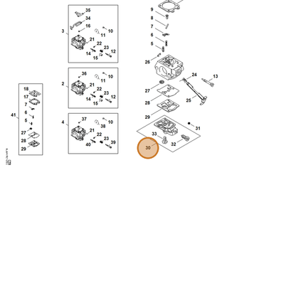 STIHL part 1121-121-0801 — IPL diagram snippet (6x zoom, amber highlight)