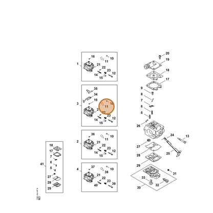 STIHL part 1121-121-3302 — IPL diagram snippet (6x zoom, amber highlight)