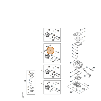 STIHL part 1121-121-5604 — IPL diagram snippet (6x zoom, amber highlight)