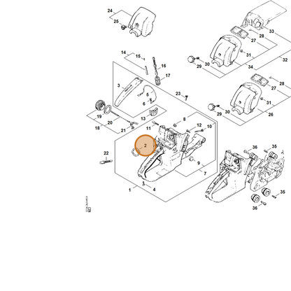 STIHL part 1121-121-8600 — IPL diagram snippet (6x zoom, amber highlight)