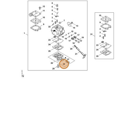 STIHL part 1121-122-6205 — IPL diagram snippet (6x zoom, amber highlight)