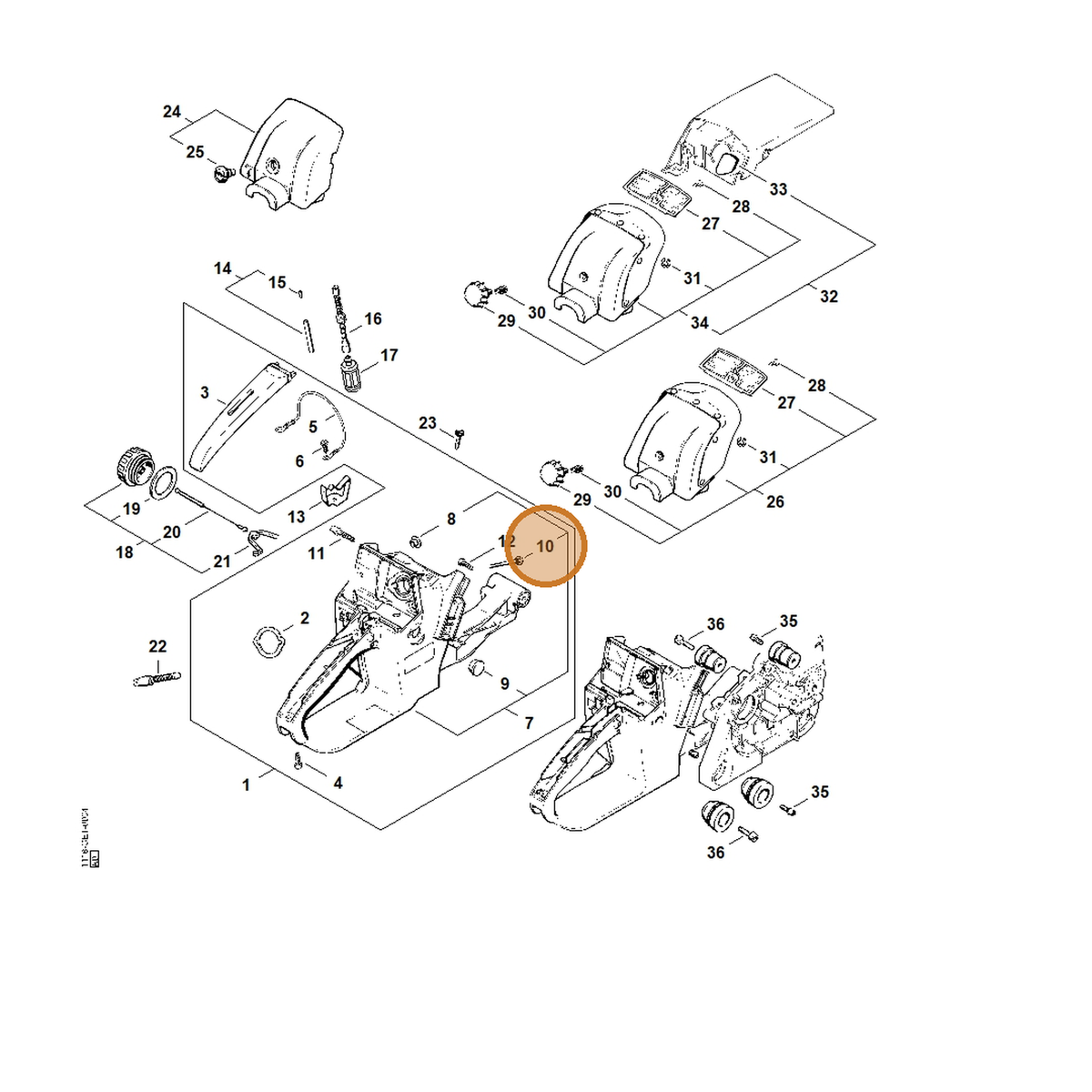 STIHL part 1121-122-6600 — IPL diagram snippet (6x zoom, amber highlight)