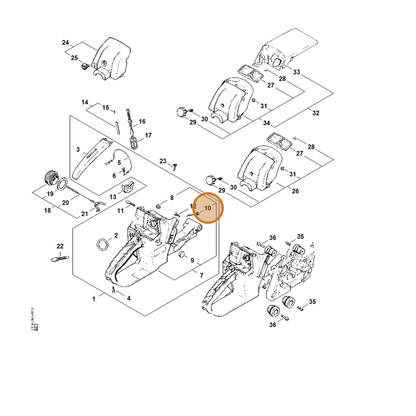 STIHL part 1121-122-6600 — IPL diagram snippet (6x zoom, amber highlight)