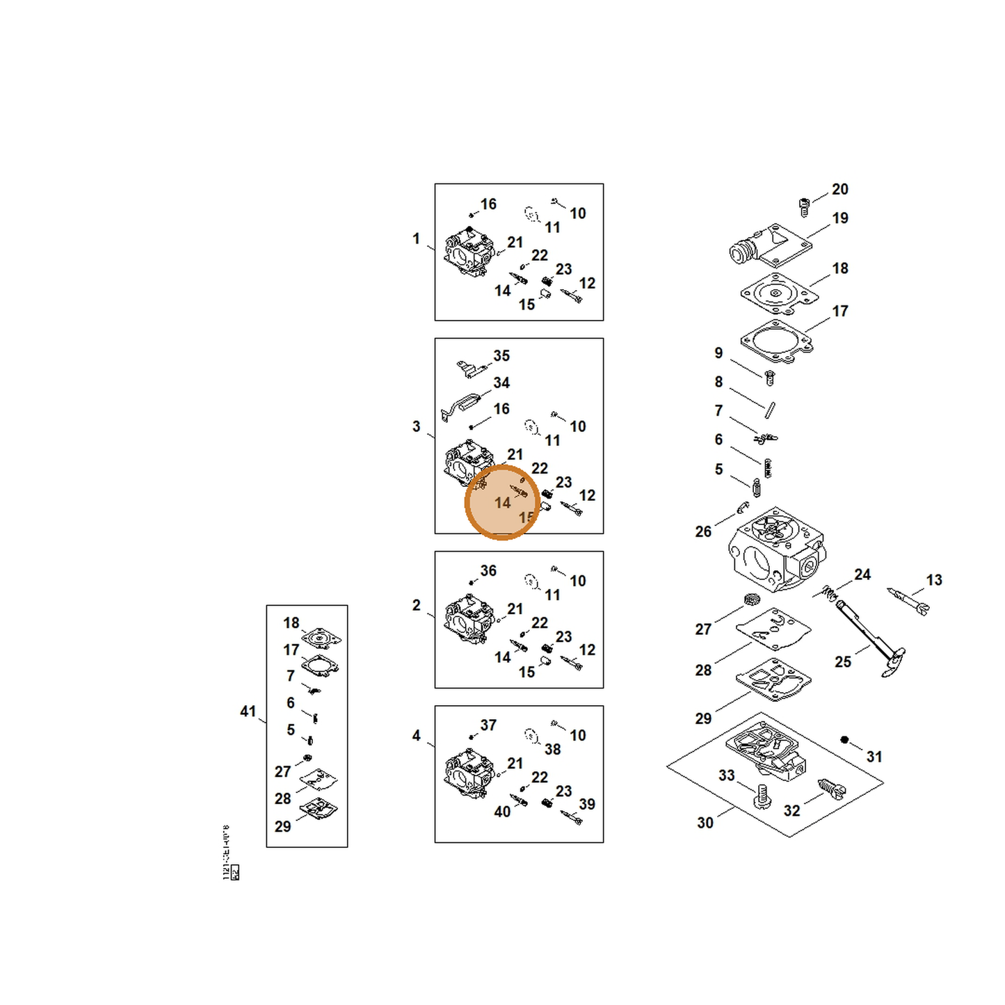 STIHL part 1121-122-6703 — IPL diagram snippet (6x zoom, amber highlight)