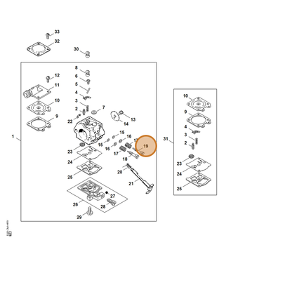 STIHL part 1121-122-6802 — IPL diagram snippet (6x zoom, amber highlight)