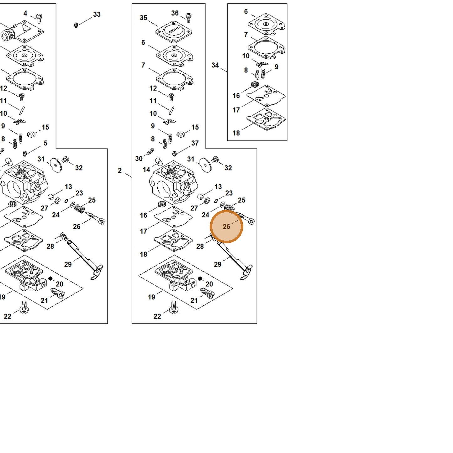 STIHL part 1121-122-6803 — IPL diagram snippet (6x zoom, amber highlight)
