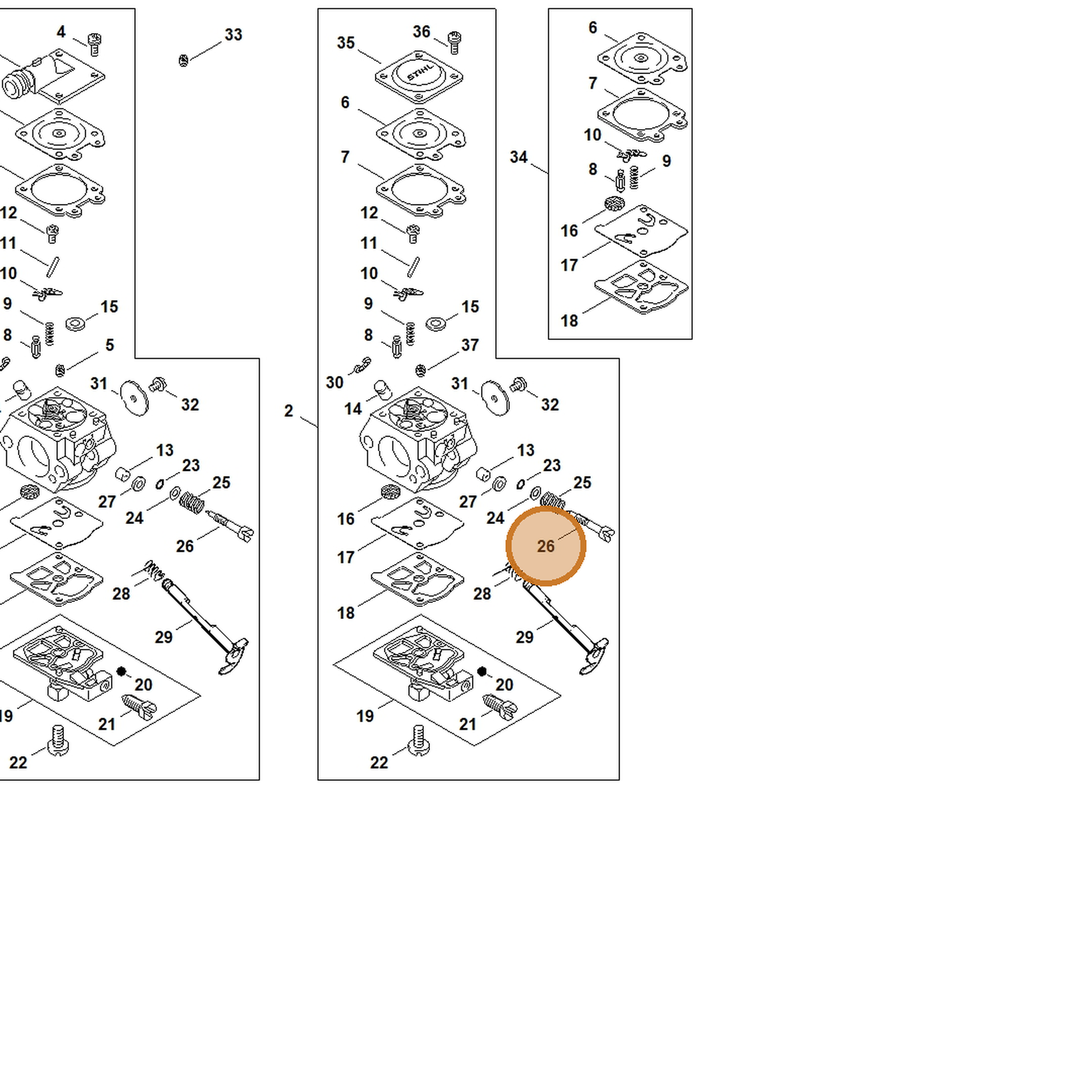 STIHL part 1121-122-6803 — IPL diagram snippet (6x zoom, amber highlight)