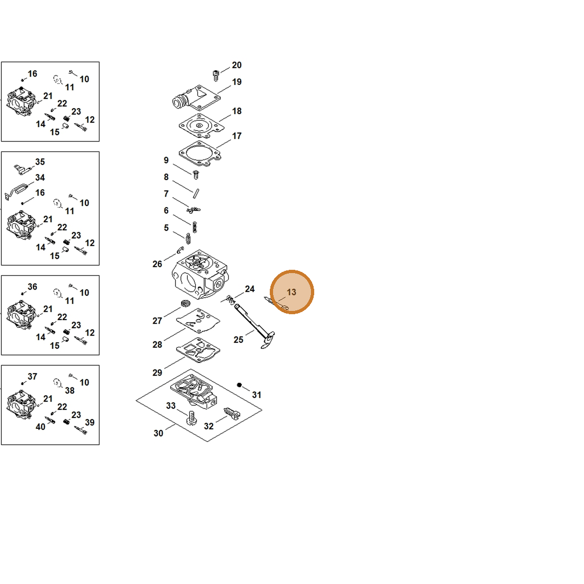 STIHL part 1121-122-6806 — IPL diagram snippet (6x zoom, amber highlight)