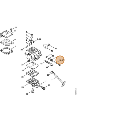 STIHL part 1121-122-6809 — IPL diagram snippet (6x zoom, amber highlight)
