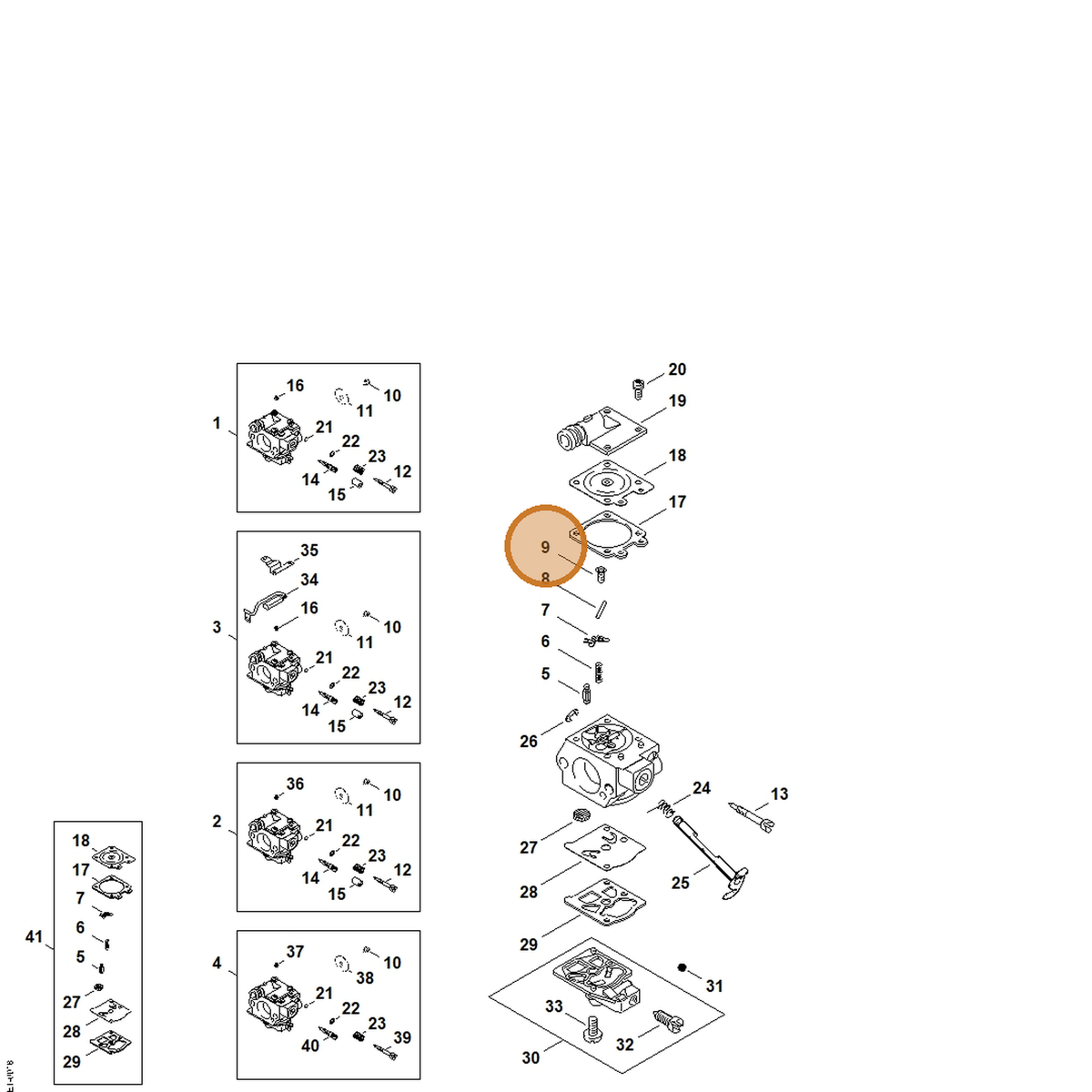 STIHL part 1121-122-7103 — IPL diagram snippet (6x zoom, amber highlight)