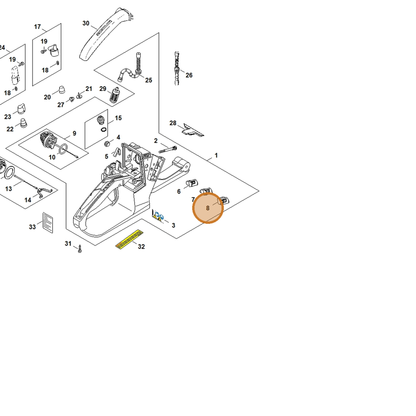 STIHL part 1121-123-7504 — IPL diagram snippet (6x zoom, amber highlight)