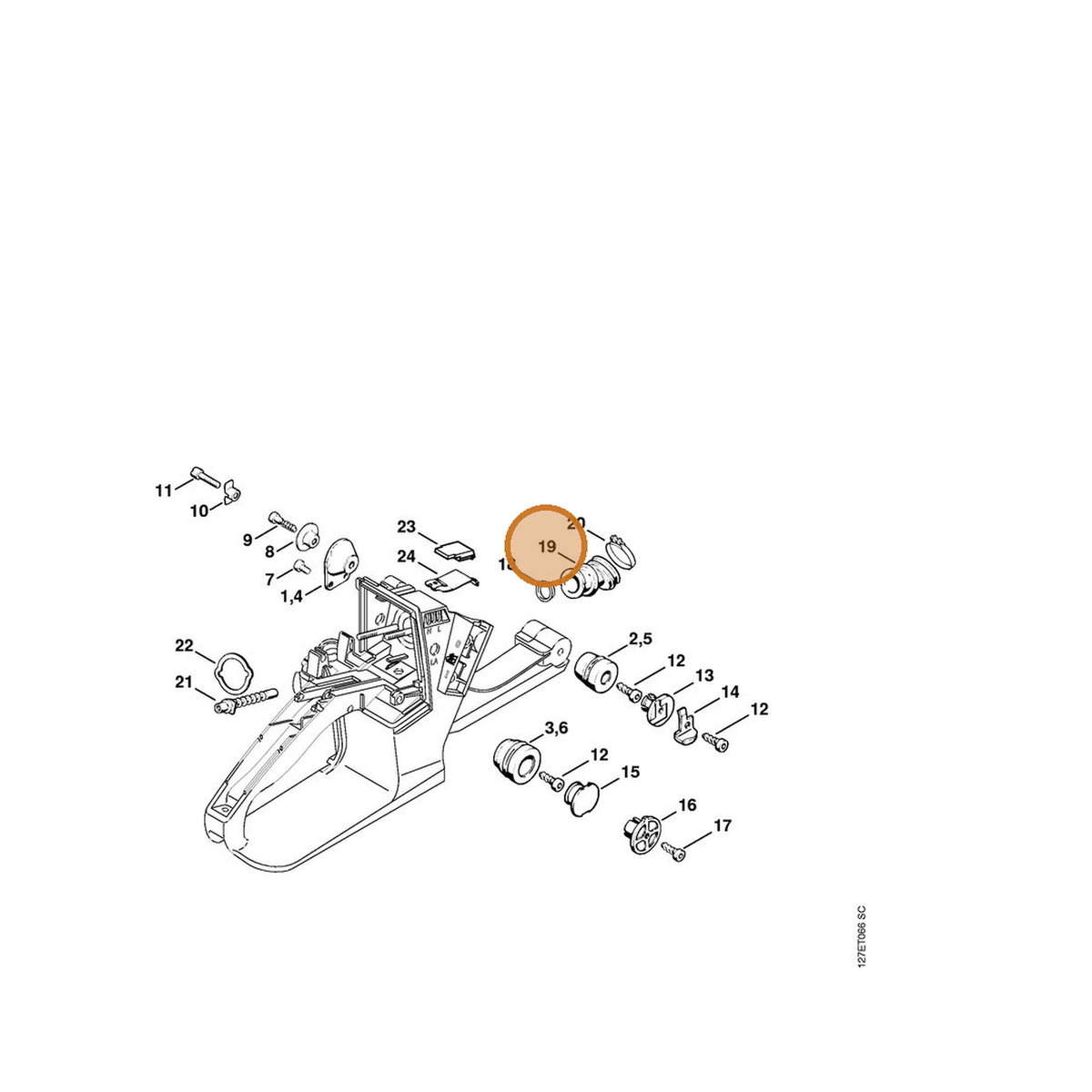 STIHL part 1121-141-2200 — IPL diagram snippet (6x zoom, amber highlight)