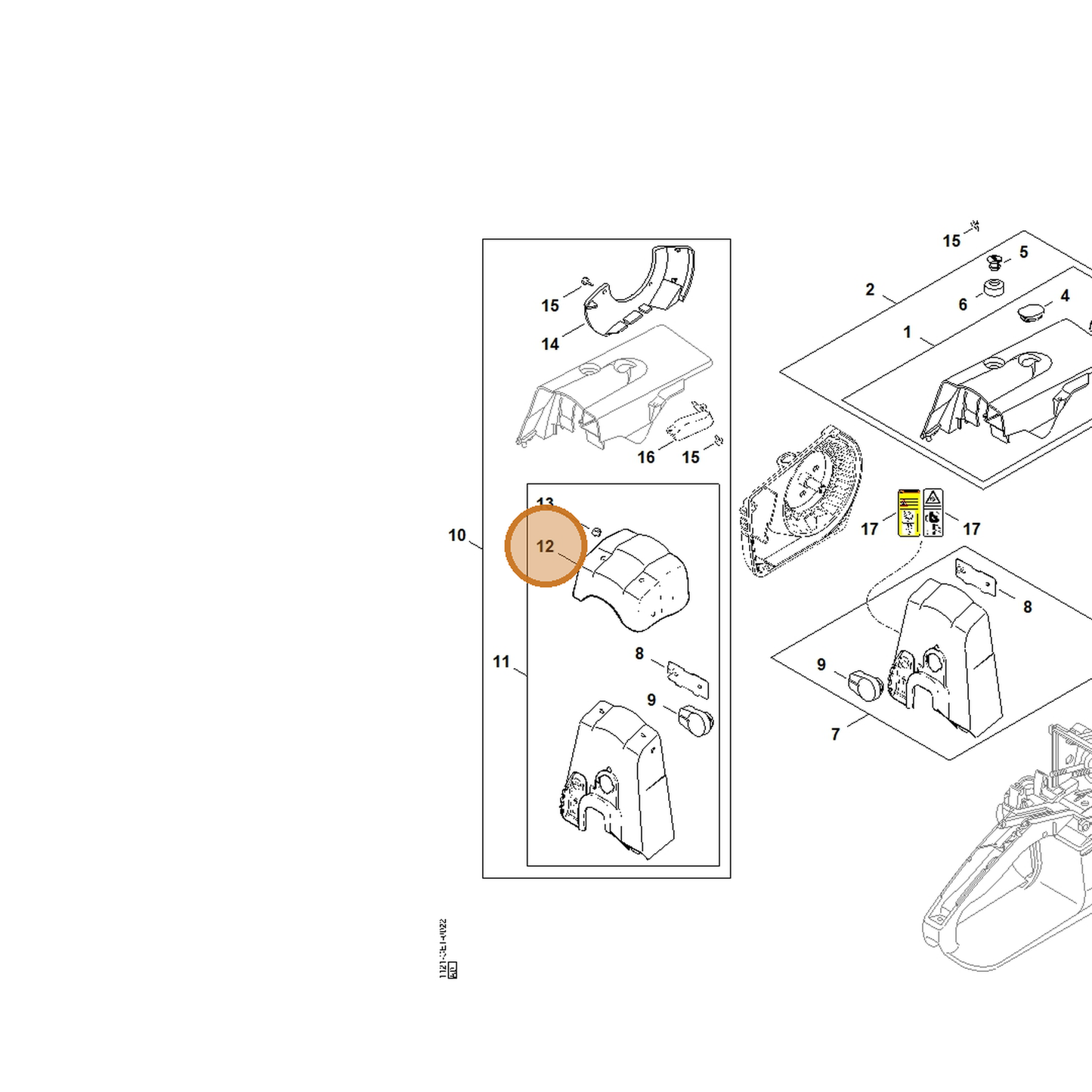 STIHL part 1121-141-2502 — IPL diagram snippet (6x zoom, amber highlight)