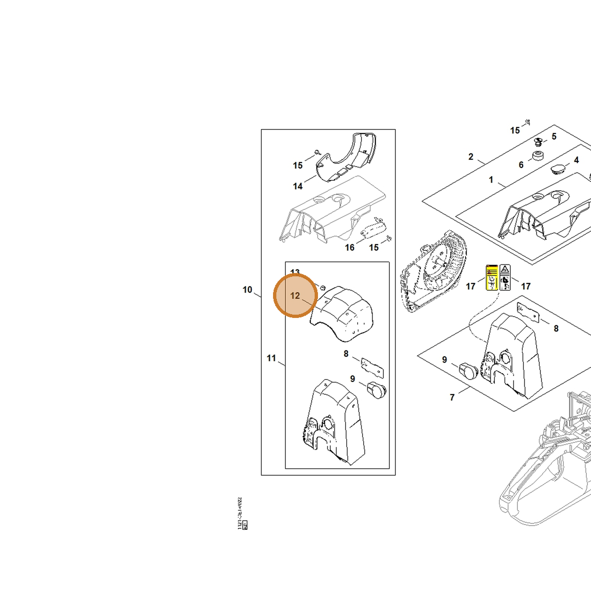 STIHL part 1121-141-2502 — IPL diagram snippet (6x zoom, amber highlight)