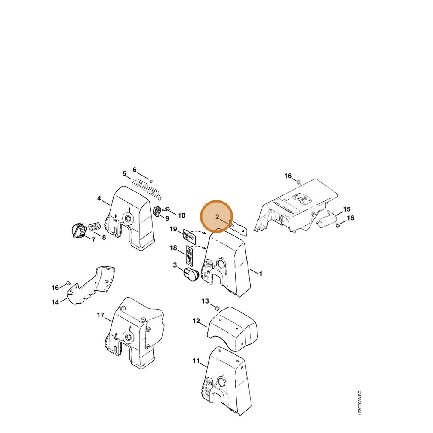 STIHL part 1121-141-2900 — IPL diagram snippet (6x zoom, amber highlight)