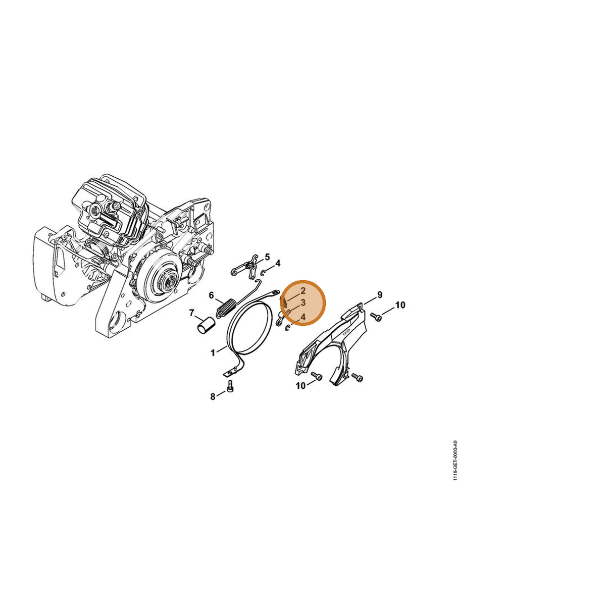 STIHL part 1121-162-5010 — IPL diagram snippet (6x zoom, amber highlight)