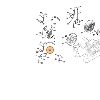 STIHL part 1121-405-8001 — IPL diagram snippet (6x zoom, amber highlight)