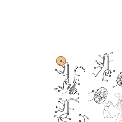 STIHL part 1121-440-3002 — IPL diagram snippet (6x zoom, amber highlight)