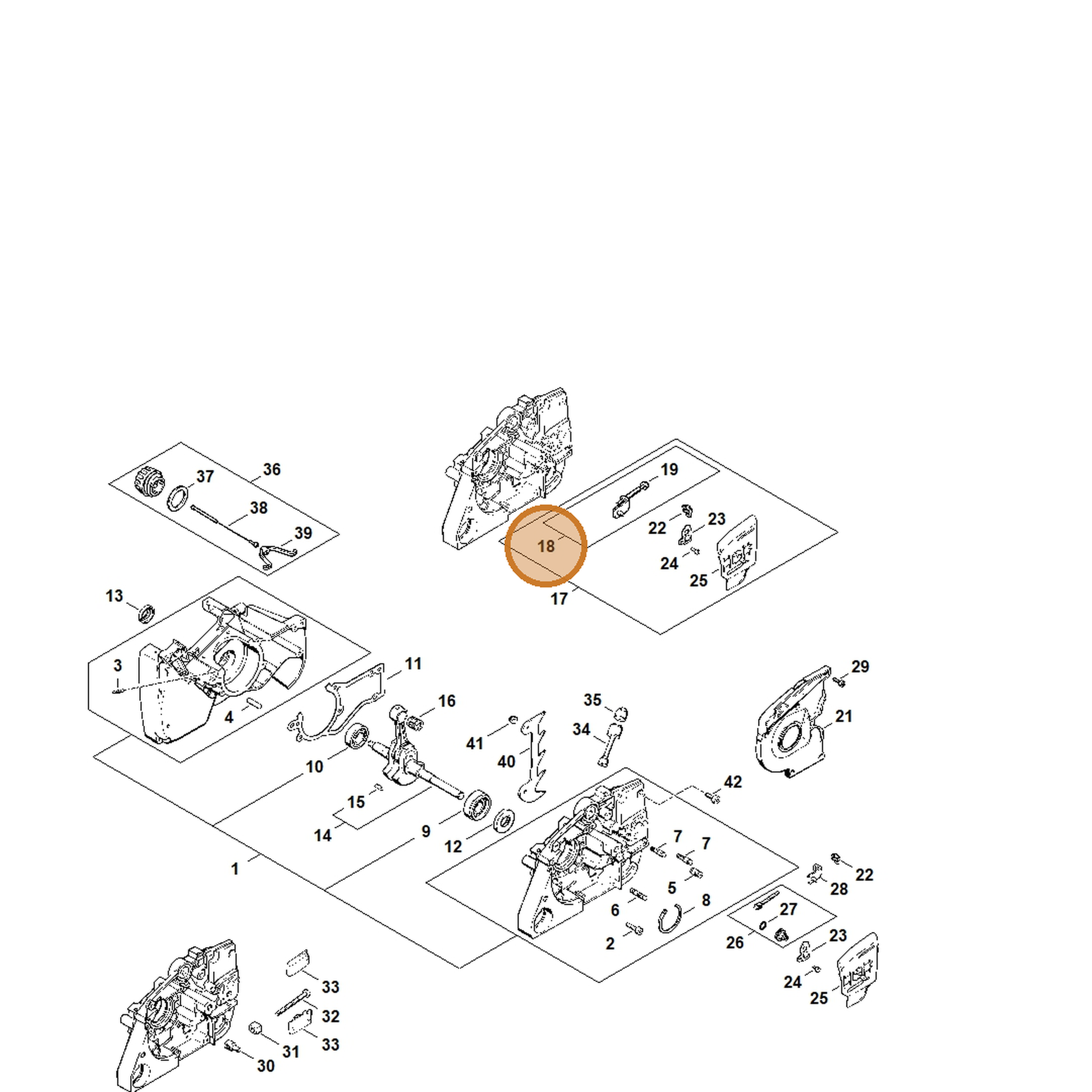 STIHL part 1121-640-1905 — IPL diagram snippet (6x zoom, amber highlight)