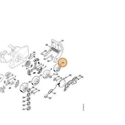 STIHL part 1121-640-2001 — IPL diagram snippet (6x zoom, amber highlight)
