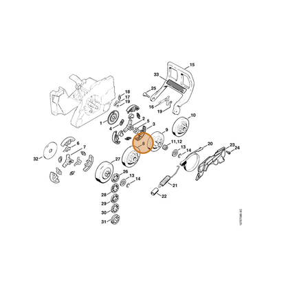 STIHL part 1121-640-2005 — IPL diagram snippet (6x zoom, amber highlight)