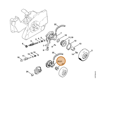 STIHL part 1121-640-3202 — IPL diagram snippet (6x zoom, amber highlight)