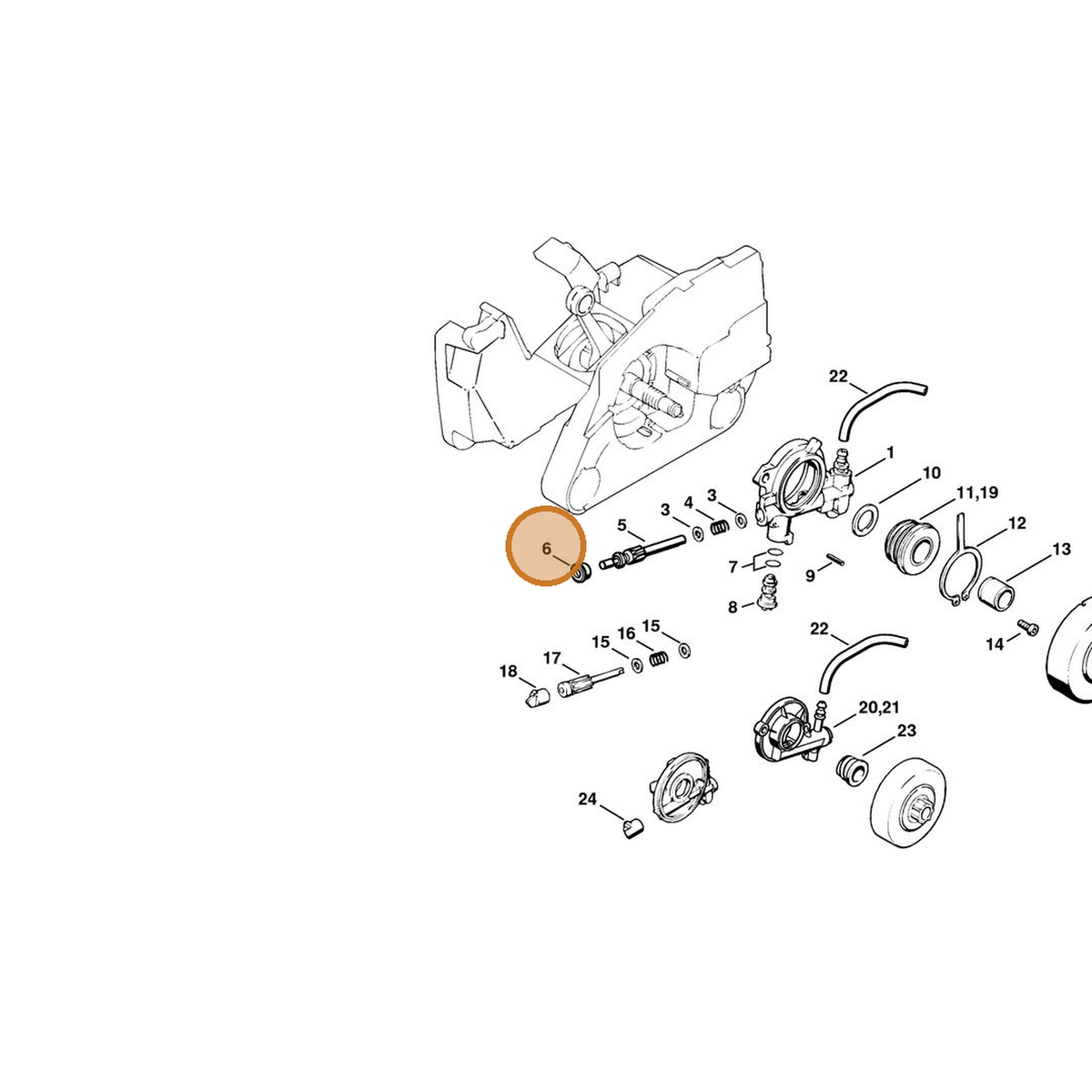 STIHL part 1121-641-9400 — IPL diagram snippet (6x zoom, amber highlight)