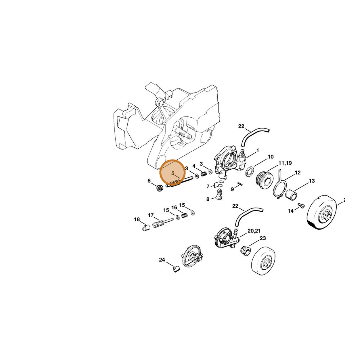 STIHL part 1121-647-0603 — IPL diagram snippet (6x zoom, amber highlight)