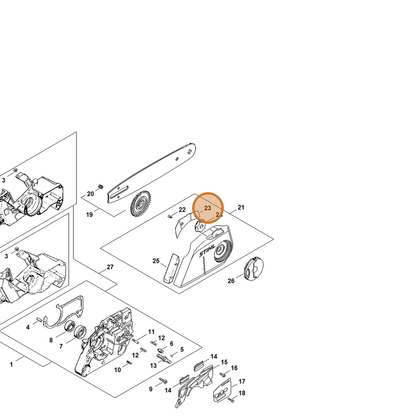 STIHL part 1121-648-3800 — IPL diagram snippet (6x zoom, amber highlight)