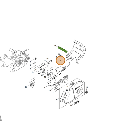 STIHL part 1121-790-9150 — IPL diagram snippet (6x zoom, amber highlight)