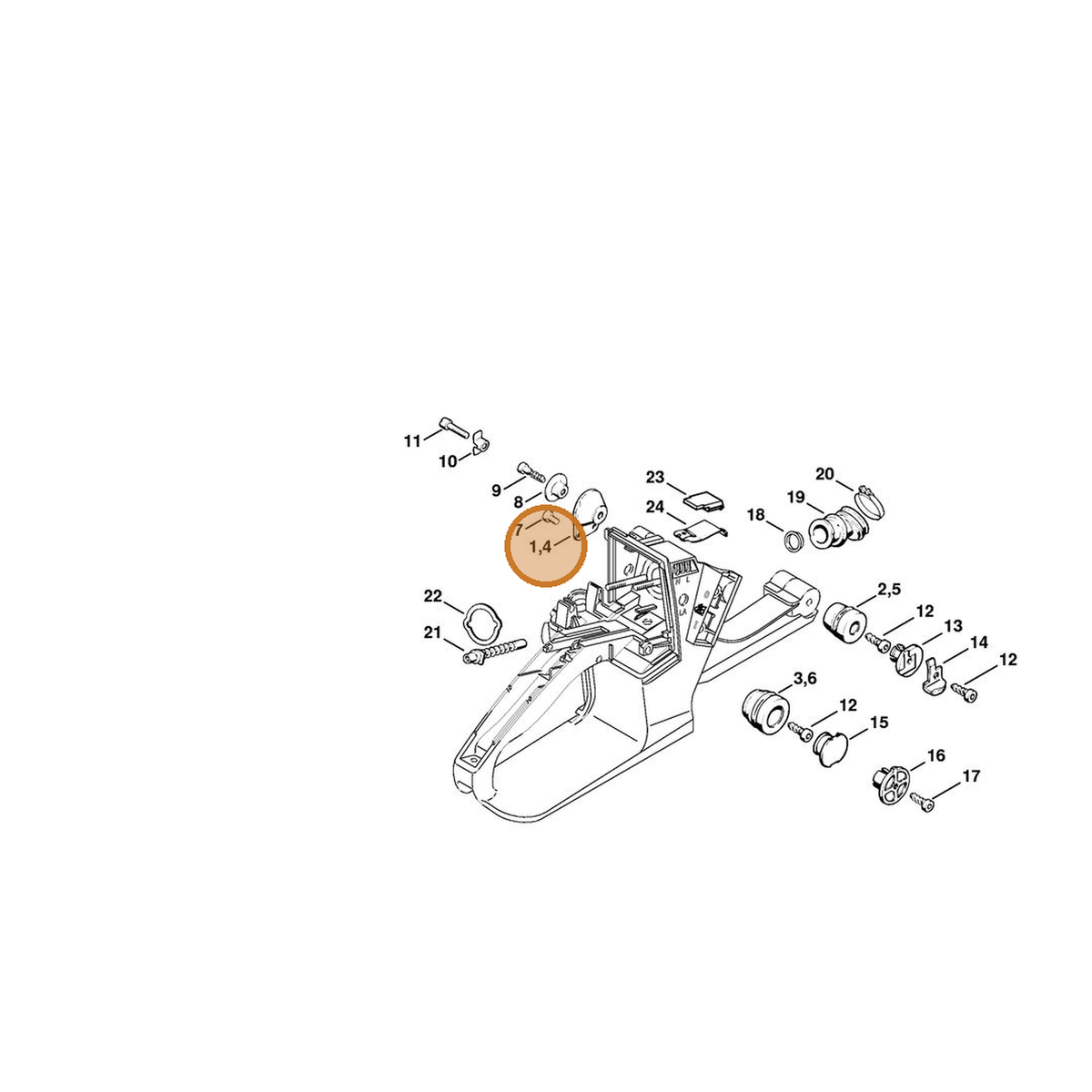 STIHL part 1121-790-9902 — IPL diagram snippet (6x zoom, amber highlight)